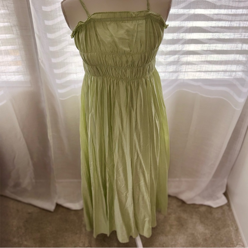 Listicle Light Green Midi Dress with Spaghetti Straps